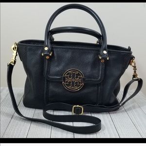 Tory Burch Black Leather Amanda Hobo Purse Handbag